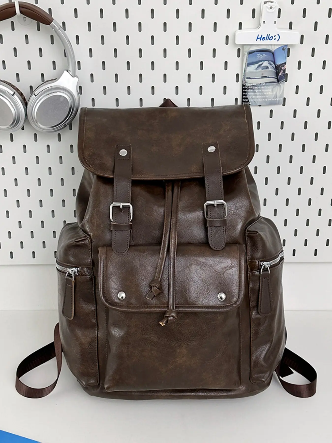 Vintage Soft PU Shoulder Bag for Women, High-End Commuter Laptop Backpack, Large Capacity Student School Bag, Travel Bag Unisex, Laptop Daypack