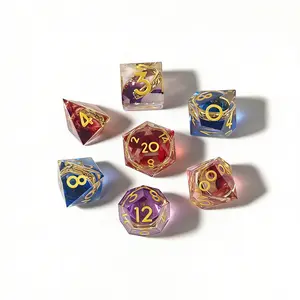 LOTR Style DND Dice Set, Resin D20 with Ring Inclusion, Liquid Core Dragon, Vibrant Orange Yellow Polyhedral RPG Icosahedron Dice Polyhedral Dice Set Bloodstained Metal gift outdoorfun