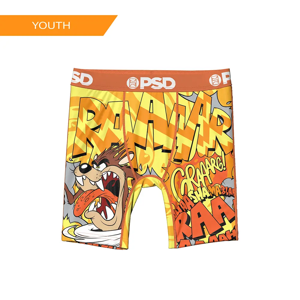 PSD Youth Boys Looney Tunes Taz Wild Boxer Brief - Soft, Breathable and Comfortable Stretch Underwear