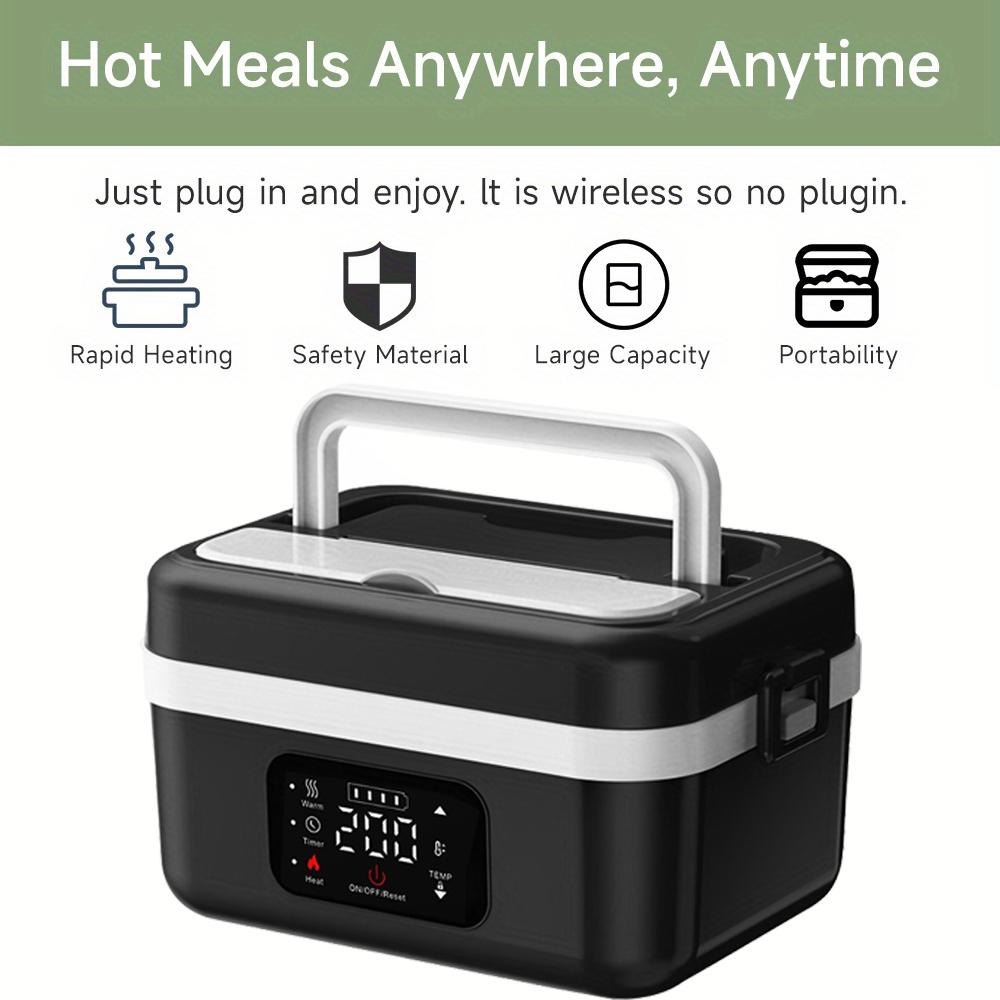 1.2L Heated Lunch Box, 20000mah Rechargeable Portable Food Warmer, 5-Sided Heating, Auto Temp Control, Leak-Proof, BPA-Free, Thermal Lunch Boxesfor Car Truck Office School Picnic Camping Tableware