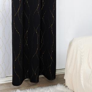 Deconovo Black Out Curtains  2 Panels- Black and Gold Curtains for Bedroom, Noise Reducing,Grommet Thermal Drapes for Living Room  luxury curtains