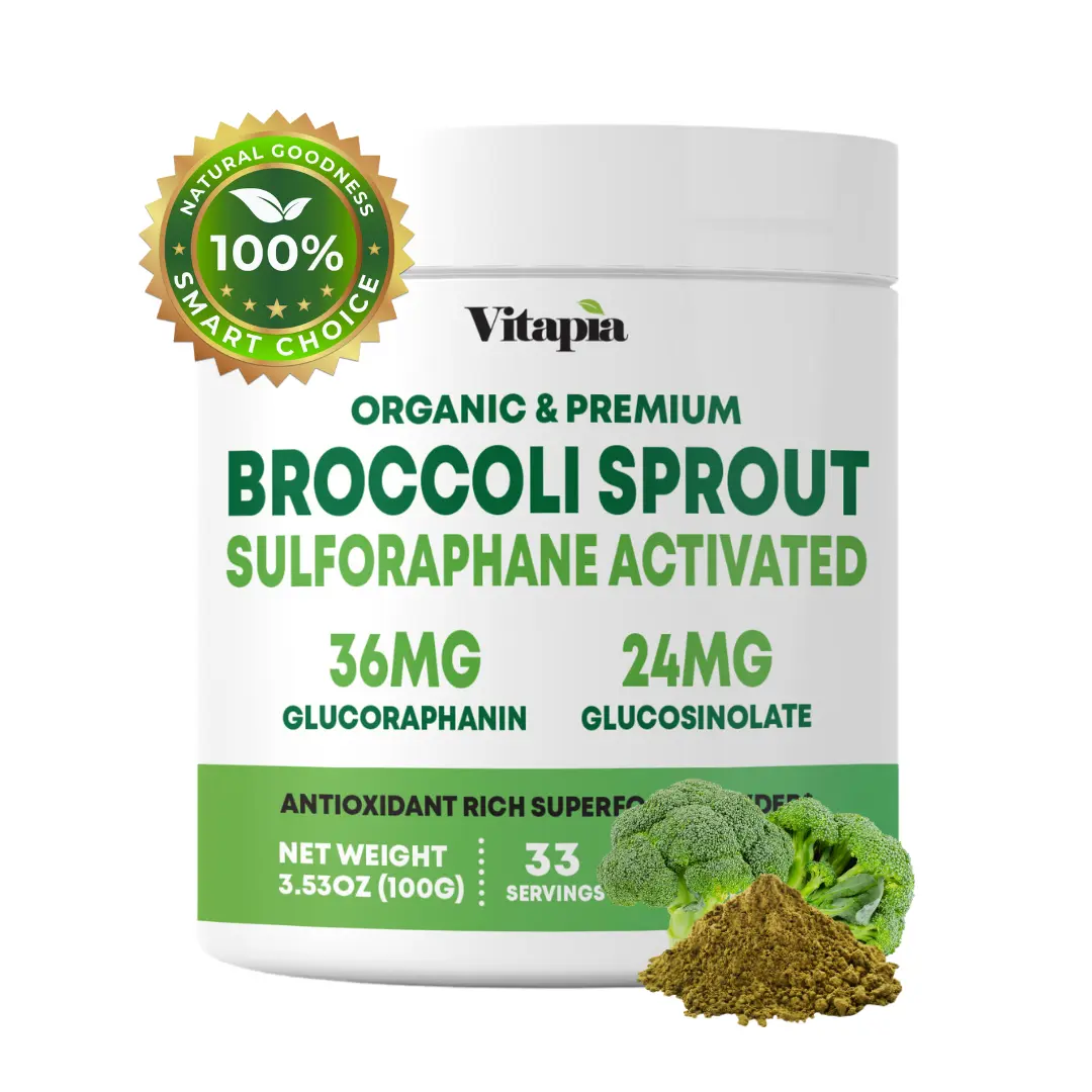Vitapia Organic Broccoli Sprout Powder: Sulforaphane Activated, Supports Gut & Digestion, Brain & Cognitive Health, Heart Health, Antioxidant Rich Superfood
