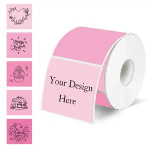 Yegawen Square Thermal Label Stickers 2" x 2", Pink & Autumn Color Self-Adhesive Waterproof Direct Thermal Labels with Perforation Line, 300 Sheets