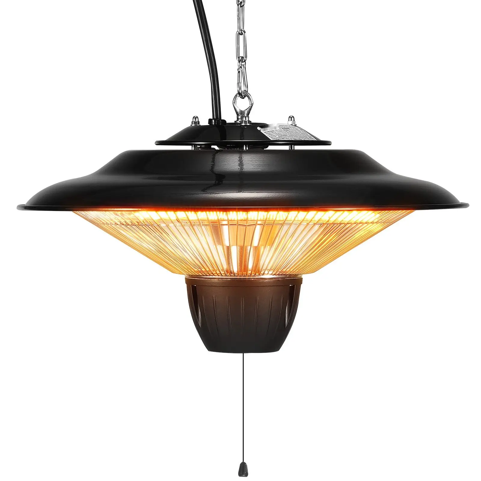 Hanging Patio Heater 1500W Outdoor Indoor Infrared Ceiling Heater IP34 Protection With 23.6-Inch Pull Cord And 20-Inch Adjustable Chain, Suitable For Porch Patio Dining Room Studio, Energy Efficient Warmth For All Seasons