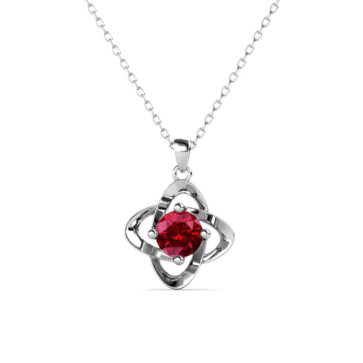 Infinity 18k White Gold Plated Birthstone Flower Necklace with Simulated Diamond Crystal