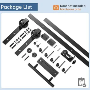 EaseLife - Sliding Barn Door Hardware Track Kit & Handle,(NO DOOR!!)Big Industrial Spoke Wheel Pulley,Wall Mount,Slide Smoothly Quietly,Easy Install,Black,72" Track Fit for 32-34" Wide Opening (No Door)