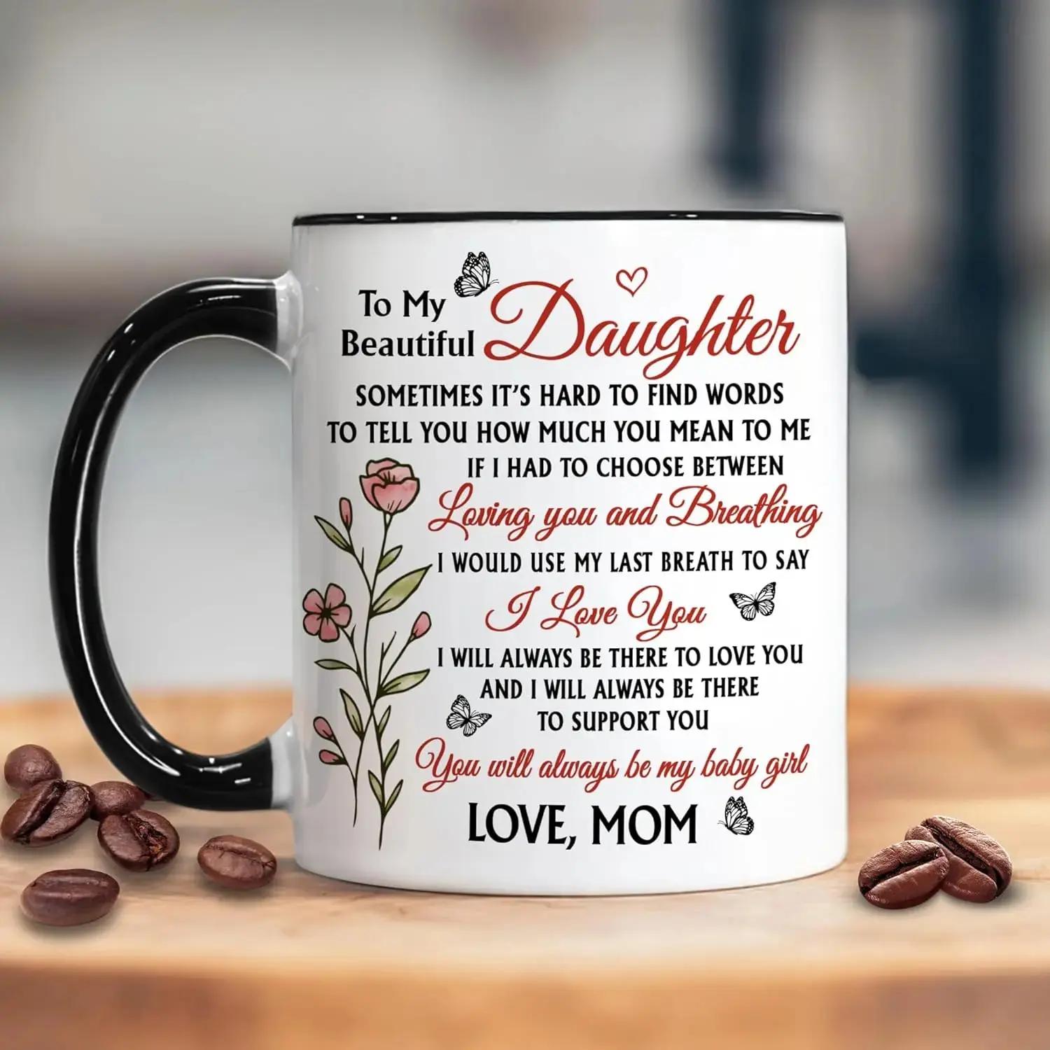 Heartfelt Modern Coffee Mug - From Mom to Daughter, Ideal for Mother’s Day, Birthday Gifting