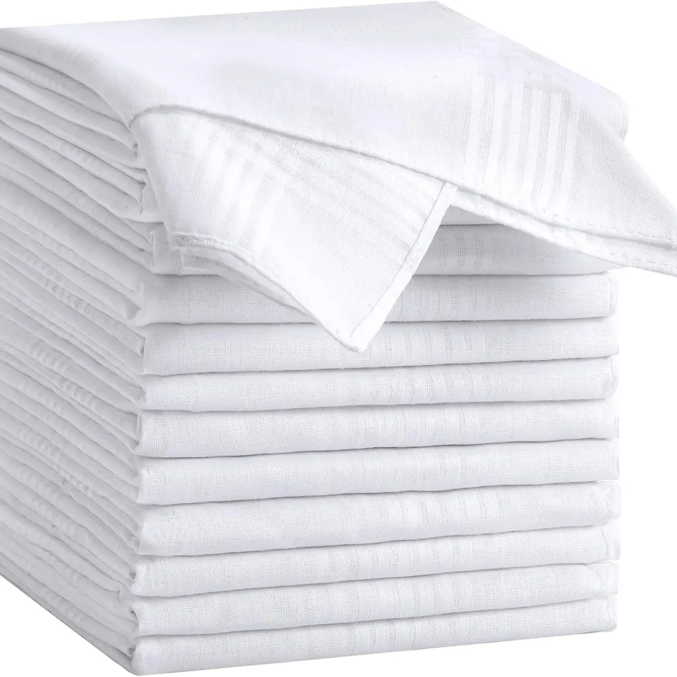 Men's Handkerchief Set of 6/12 Packs, 16x16 Inch Classic White Pocket Hankies, Stylish & Practical Wiping Accessory for Everyday Use