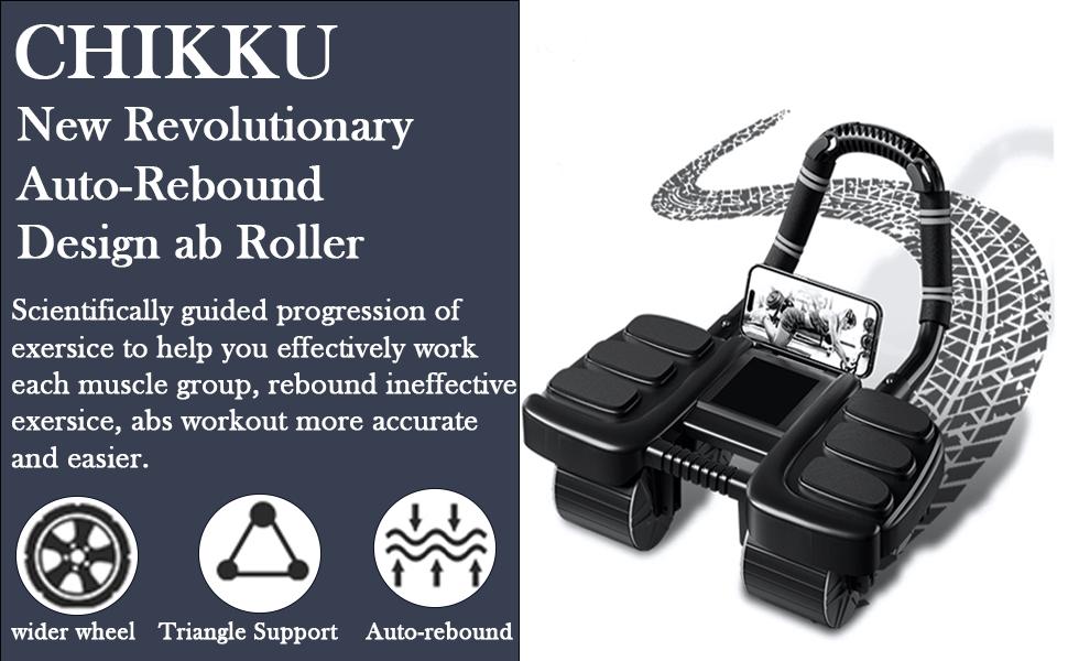 Upgraded 4 Wheels Ab Roller with Mat - Automatic Rebound Abdominal Abs Roller Wheel, New Four-wheel Abdominal Wheel Black