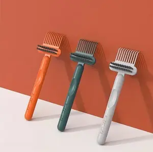 1pc/2pcs/3pcs Dual-Function Hairbrush Cleaner - Reusable Hairbrush Gaps & Air Cushion Cleaner with Orange/Black/White Bristles, Ergonomic Handle for Bathroom Use, Portable Hairbrush Cleaner, Hairbrush Cleaning Tool, Sleek Design, Durable Plastic