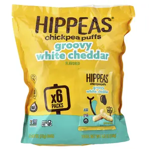 Hippeas Chickpea Puffs, Groovy White Cheddar, 6 Bags, 0.8 oz (23 g) Each