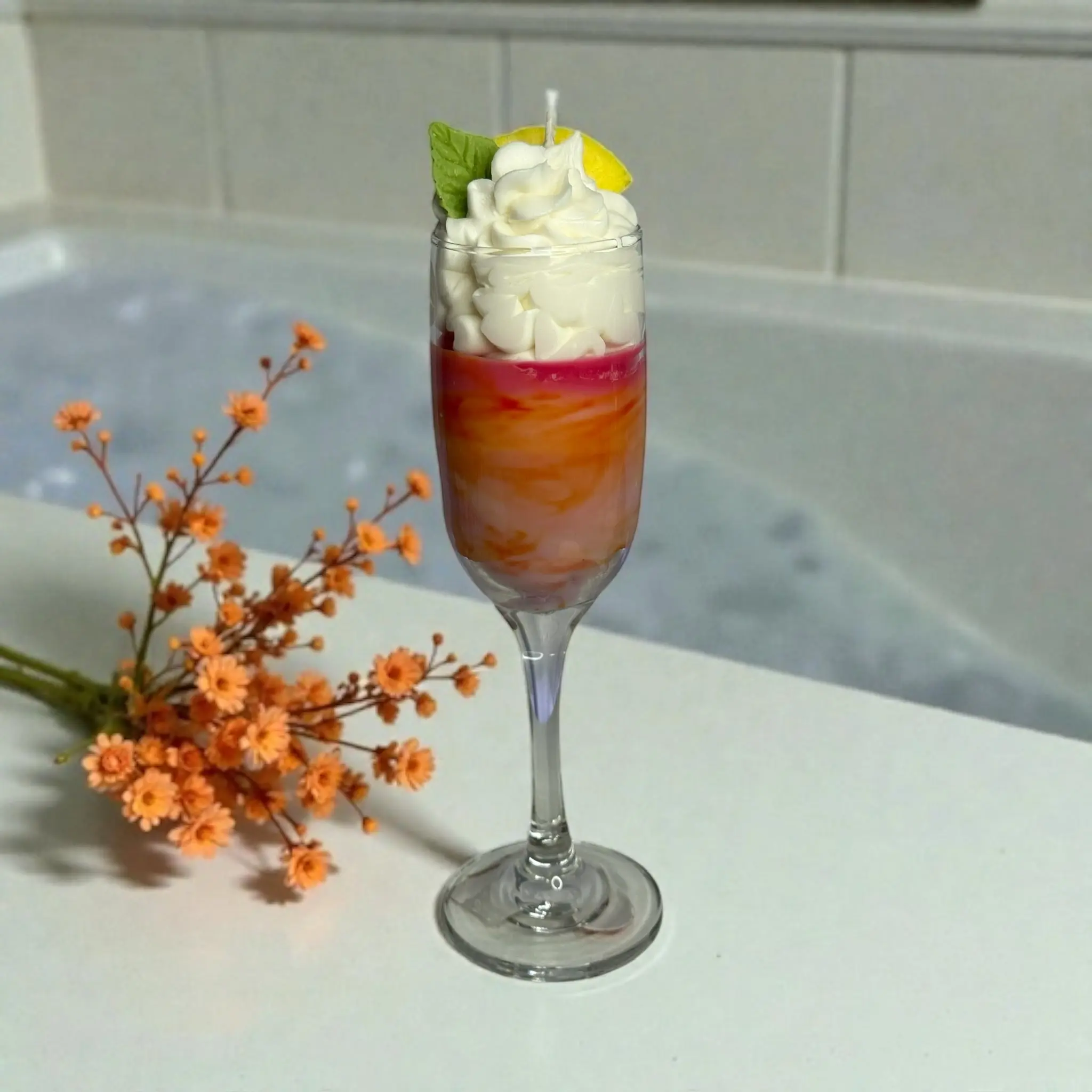 Peach Bellini Dessert Candle - 100% Soy Wax