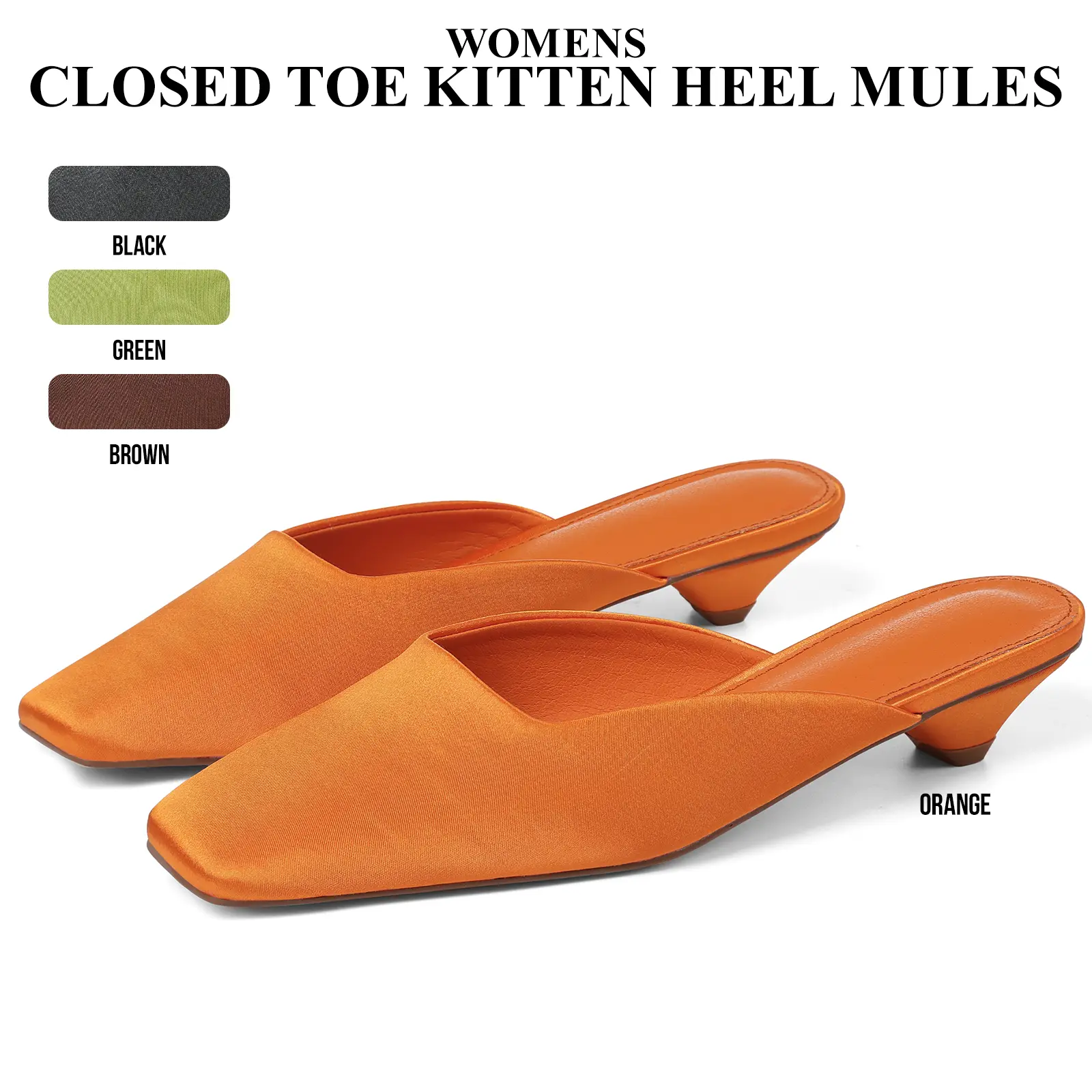 CYNLLIO Mules For Women Low Heel Sandals Closed Square Toe Kitten Heels Dressy Shoes for Wedding Dress Party Casual Summer Shoes