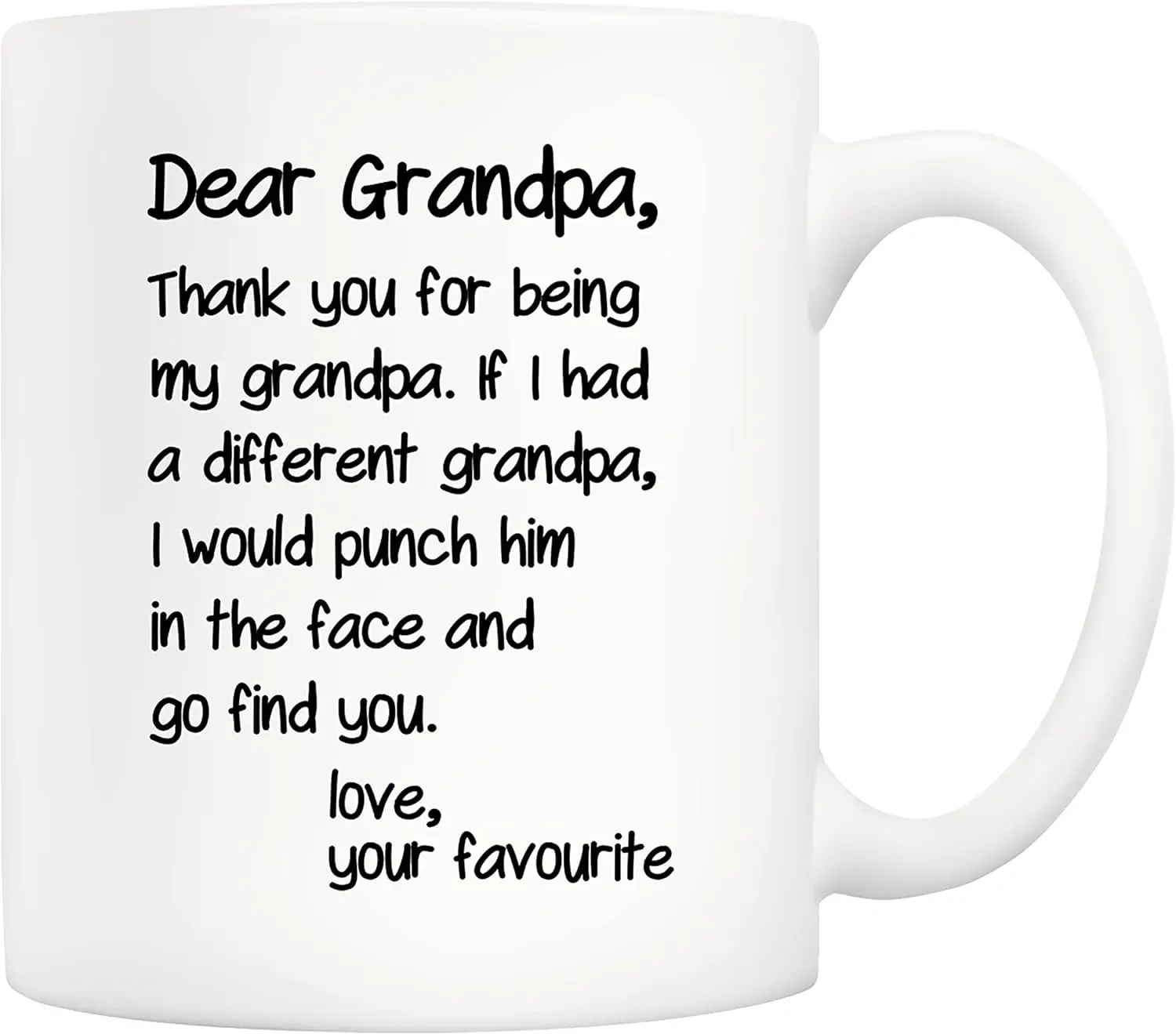 11 Oz Funny Graphic Glass Coffee Mug - Printed with Specialty Inks, Durable Heat-Resistant, Christmas Gifts from Grandson-Granddaughter to Dear Grandpa, Non-Customised Drinkware with Permanent Image
