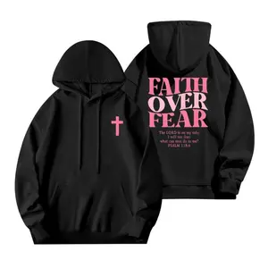 Faith Over Fear Graphic Tees - Vintage Trendy Urban Hoodie for Fashion Lovers - Stylish Casual Everyday Wear with Minimalist Bold Slogan & Breathable Comfort For Women For Men Sweatshirts,summervibes