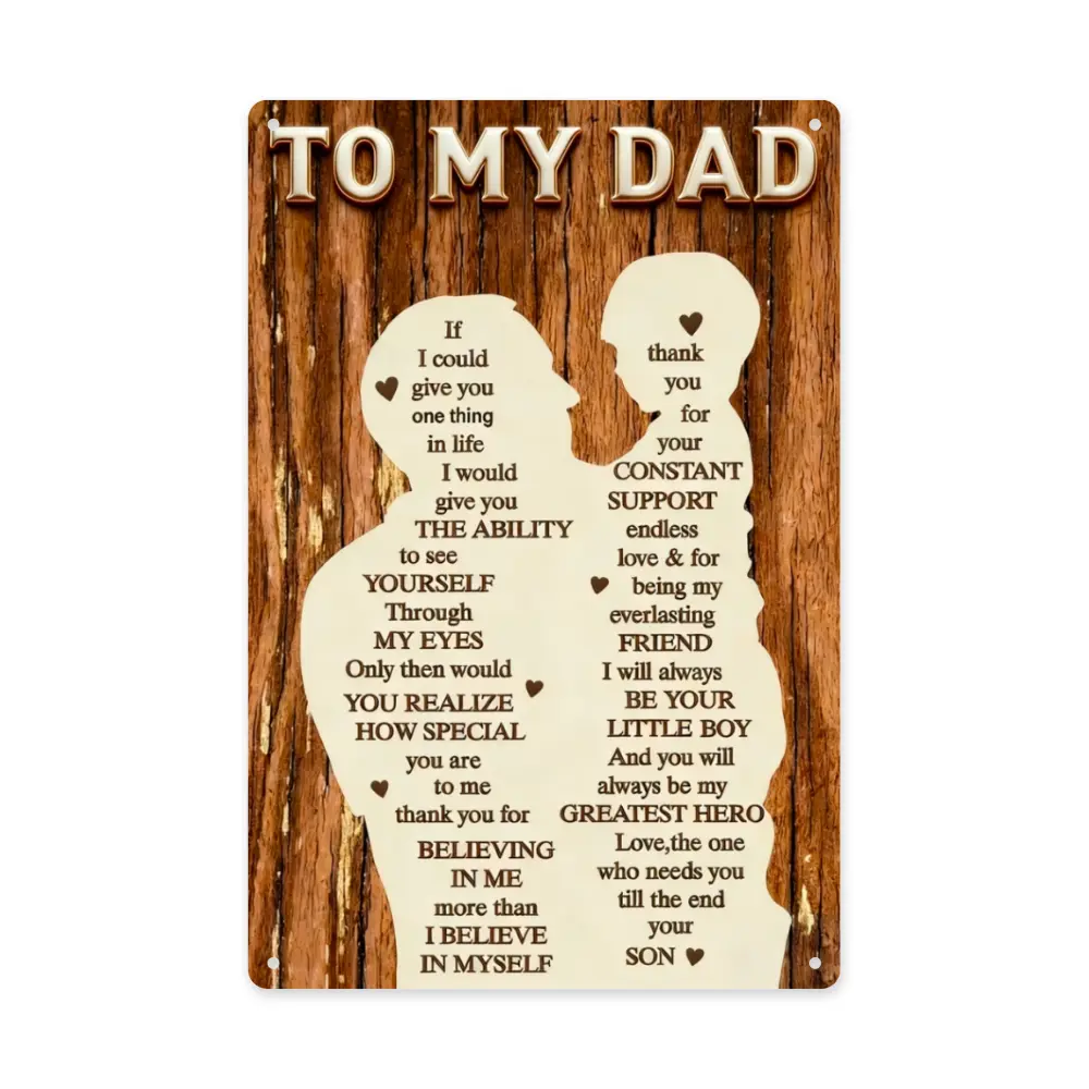 12x8 in Customizable Letter Metal Tin Plaque - Decorative Engraved Home Sign, Indoor Home Decor, Personalized Dad Gifts for Father's Day Recipients