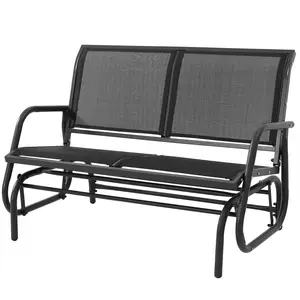 Murago 2/3 Person Outdoor Glider Bench, Patio Double Swing Rocking Chair Loveseat w/Powder Coated Steel Frame for Backyard Garden Porch