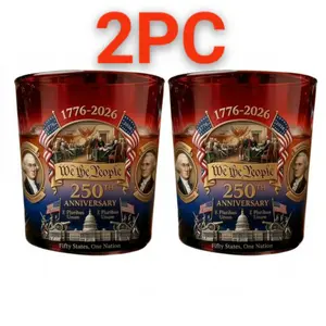 Limited Edition 250th Anniversary AmericanIndependence Day Whiskey Handmade GlassBottle, Display for Whiskey Bourbon Liquor,Patriotic Gift