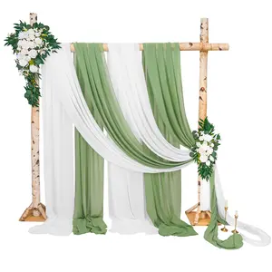FANI 4 Panels  Sheer Chiffon Wedding Arch Draping Fabric 28inch x 20 ft Each for Ceremony Drapery Ceiling Drapes Party Decor Indoor Backdrops Cortinas decorativas / Telas para decoración