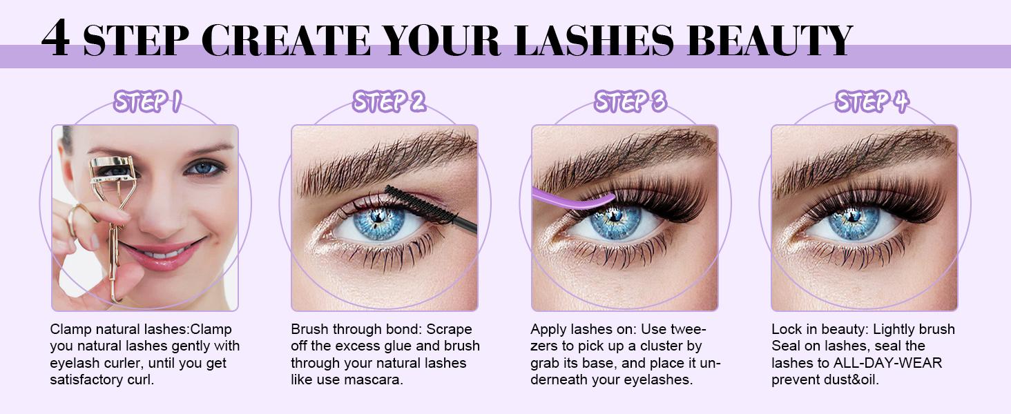 30D+40D Kit l B&Q 280pcs Individual Natural Look Clusters for DIY Eyelashes Extension, Waterproof Long Lasting Beginner Friendly Fake Lashes Stacking Makeup Gift Cosmetic Feb Stockup