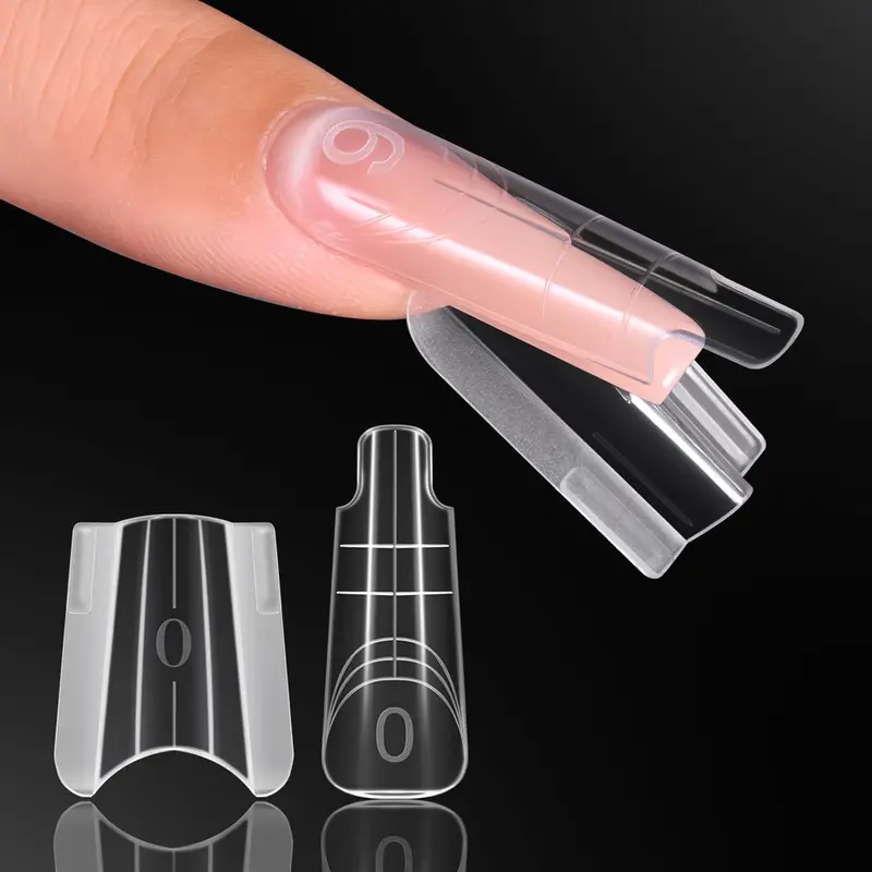 Makartt Interlocking Sandwich Dual Nail Forms - 280 Count (Pack of 1), 14 Sizes, Extra-Long Tapered Coffin & Almond Molds, Reusable for Gel Builder Poly Gel Acrylic Extensions, Acrylicnails Supplies for DIY Nail Lovers Home Manicure