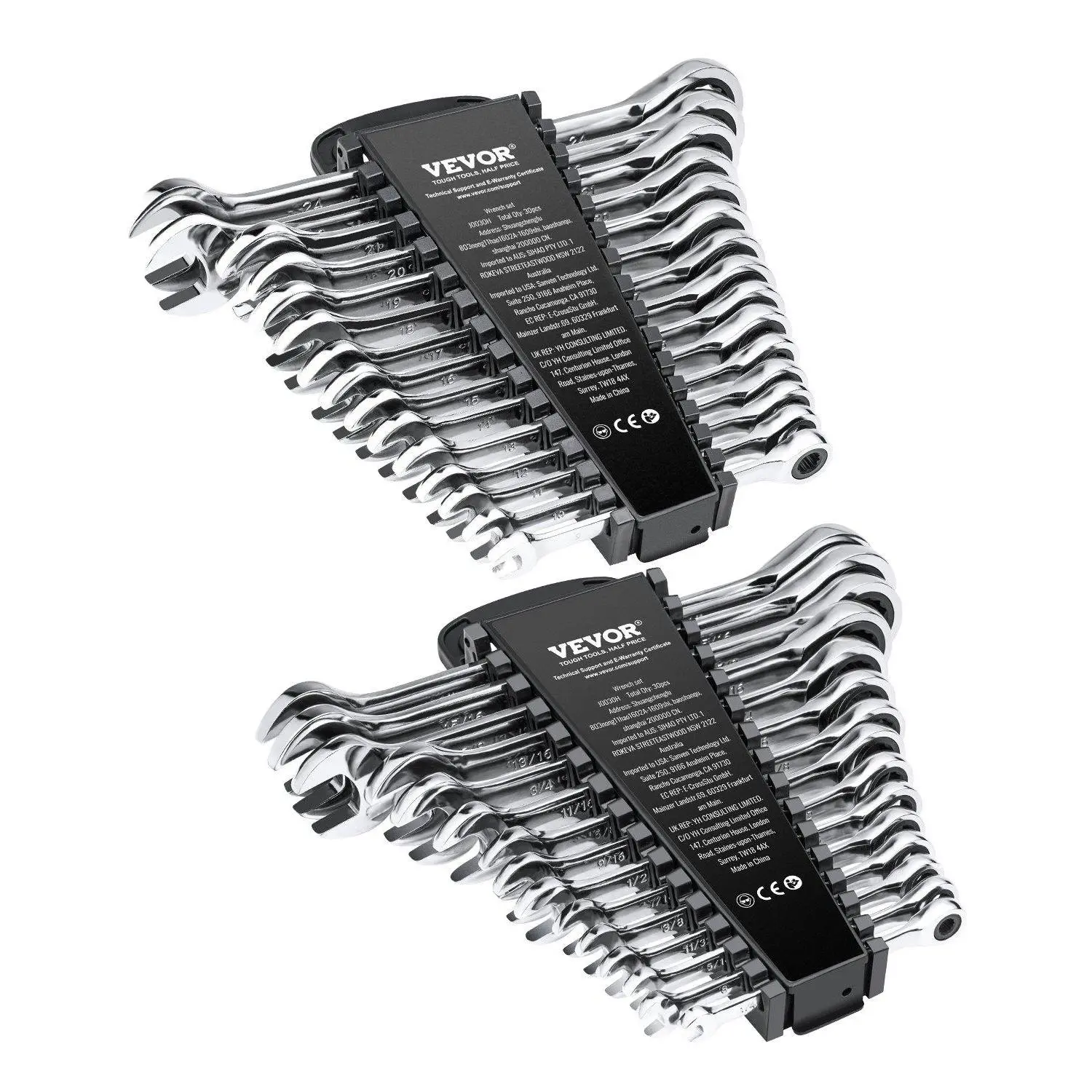【Summerfinds】VEVOR Combination Wrench Set,  Ratcheting Wrench Set with Organizer Rack, Cr-V Steel Wrench Set , Ideal for General Household, Garage, Workshop, Emergency