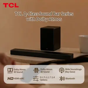TCL Q-Class Sound Bar Series with Dolby Atmos 3D Sound, Wireless Subwoofer, 5.1/5.1.2/7.1.4 Configurations, HDMI eARC, Bluetooth, True Surround for Movies, Gaming, Music