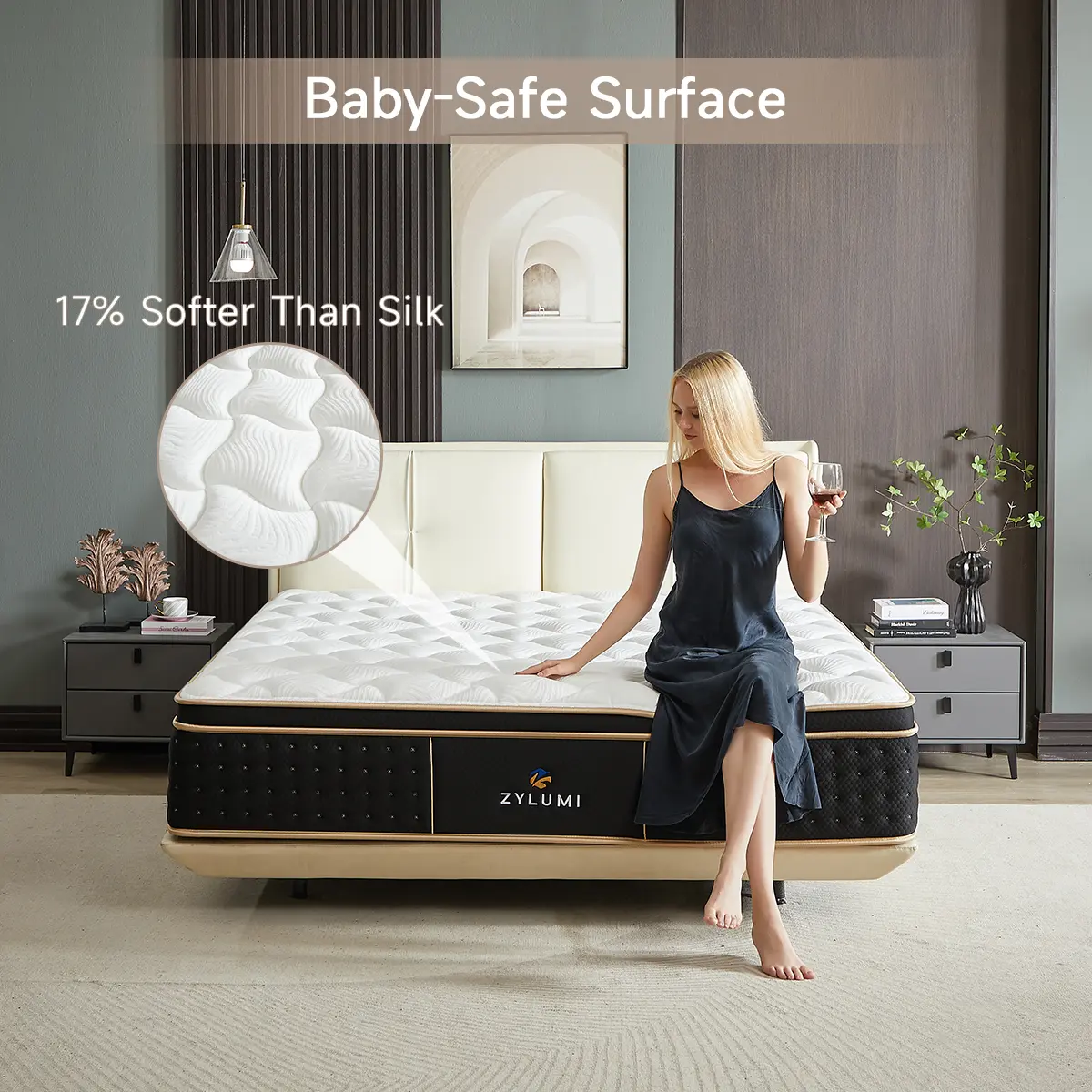[ZYLUMI]  Hybrid Mattress in a Box, 10/12/14 Inch, Full/Queen/King, Gel Memory Foam & Zoned Support Springs, Pressure Relief, Breathable Fabric, Motion Isolation, CertiPUR-US & OEKO-TEX
