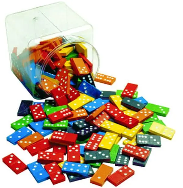 212 MAIN Colorful Double-6 Dominoes Set, 168-Piece Tabletop Games Kit in 6 Colors for Basic Math Computation, Ages 5-14, Ages 5 To 14, Learning, Family Fun Game, Game Pieces
