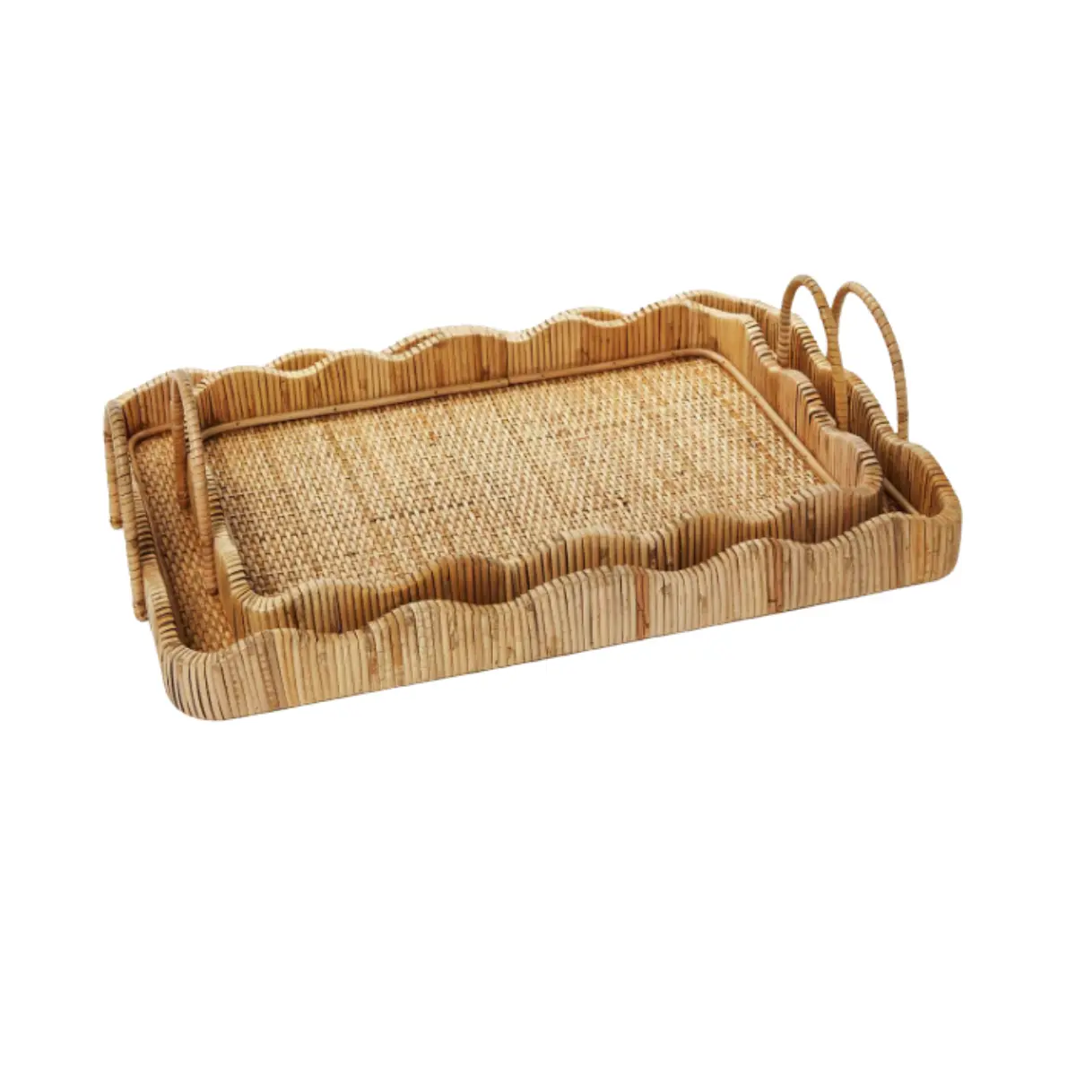 Scalloped Rattan Edge Trays Scalloped Rattan Edge Trays