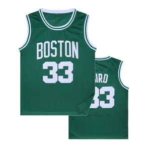 Men's Boston #33 basketball jersey, round neck, breathable and quick-drying, retro jersey, sleeveless vest, casual sportswear