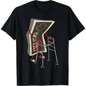 Old Gamer Retro Video Game T-Shirt Graphic Tees Cotton Round Neck Short Sleeves Design Comfortable Casual Outfit 80s and 90s RetroT-shirt - Bear