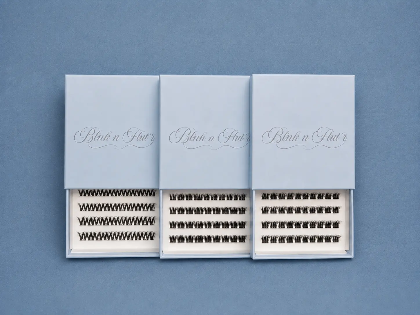 BLNK N FLUT'R Lash Clusters - No Glue, Self Adhesive, Reusable, Medium Wispy, Long Curl, Curly Wispy, 66 Pieces