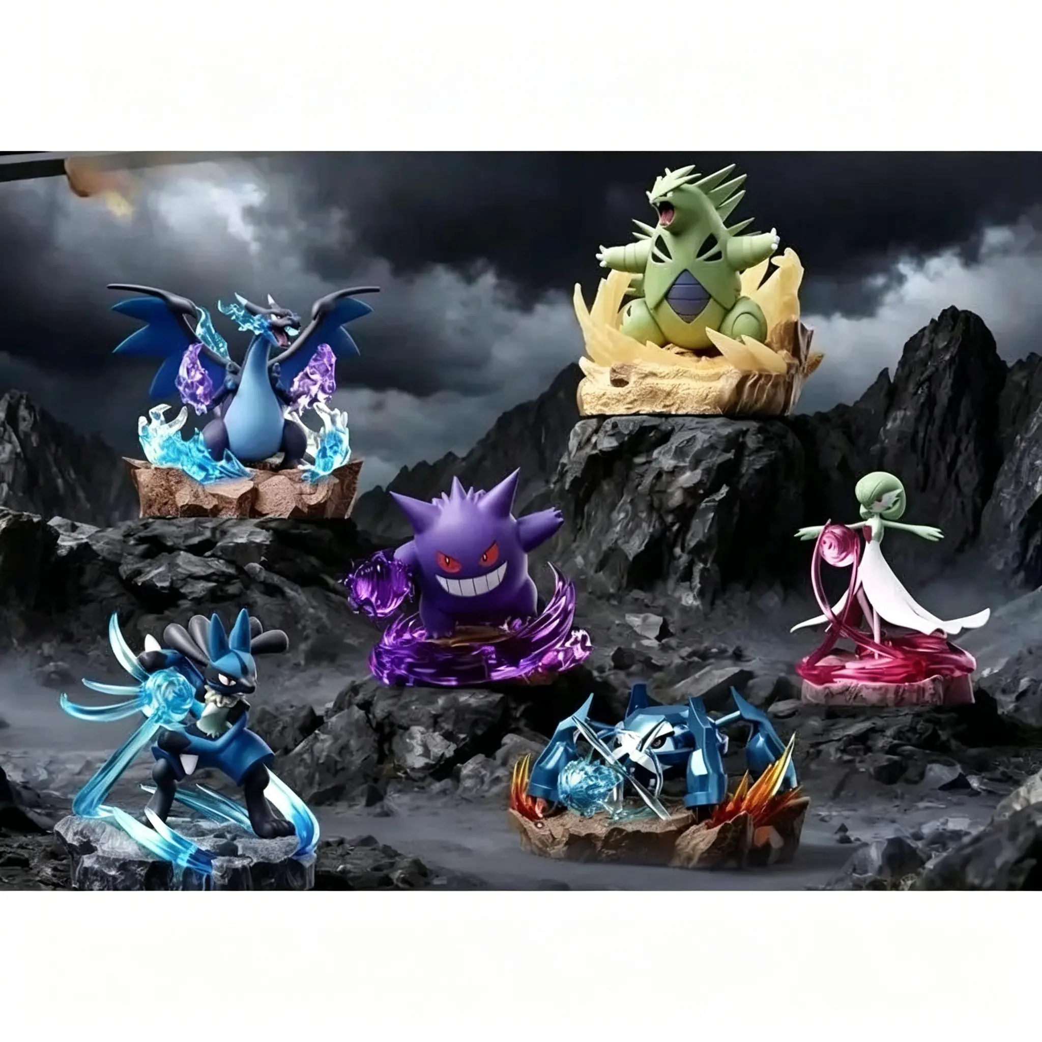 HOLLY BOX Pokémon "Full Power Battle" Series Mini LED Diorama Figure Collection Model Gift sealed with Mega Charizard X Gengar Tyranitar Metagross Lucario Gardevoir