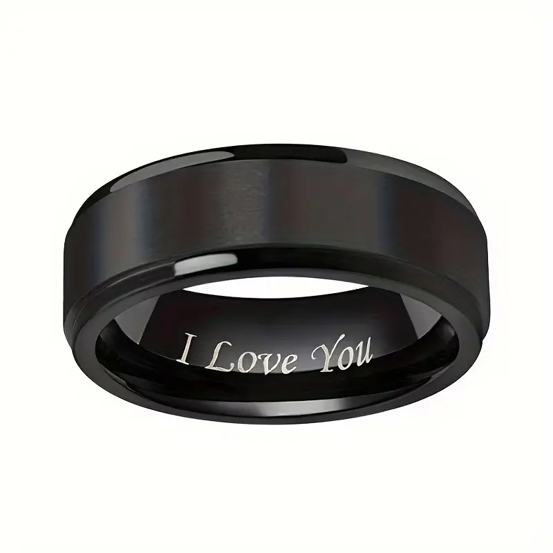 "I Love You" Engraved Titanium Steel Rings for Couples - Durable, Hypoallergenic Men's Accessory, Ideal Father's Day, Anniversary Gift for Him
