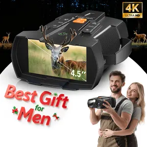 MINENER 4.5" Night Vision Goggles 4K Binoculars with 32GB SD Card 10X Digital Zoom 5000mAh Battery 7 Levels Infrared for Wildlife Observation Hunting Camping NiteHawk Men Gifts