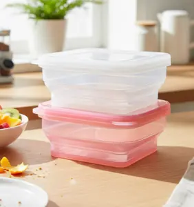 BYOB Bundle Collapsible Silicone Food Containers with Attached Lid | Reusable To-Go Box for Restaurant Leftovers, Travel & Lunch