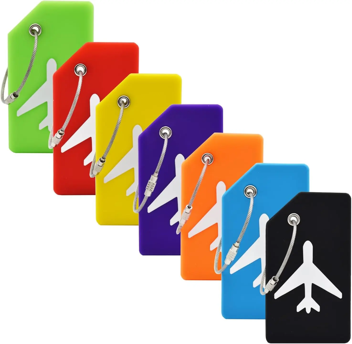 7-Pack Lightweight Silicone Luggage Tags for Suitcases, TSA Approved, with Name ID Card, Privacy Protection, Travel Luggage Accessories
