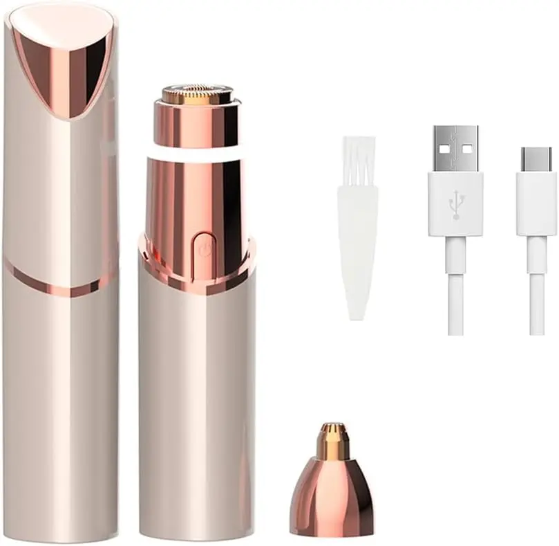 Eyebrow-Facial Hair Remover Women: Portable 2 in 1 Electric Shaver and Facial Trimmer - Rechargeable Eyebrow Lips Body Facial Razor Comfort