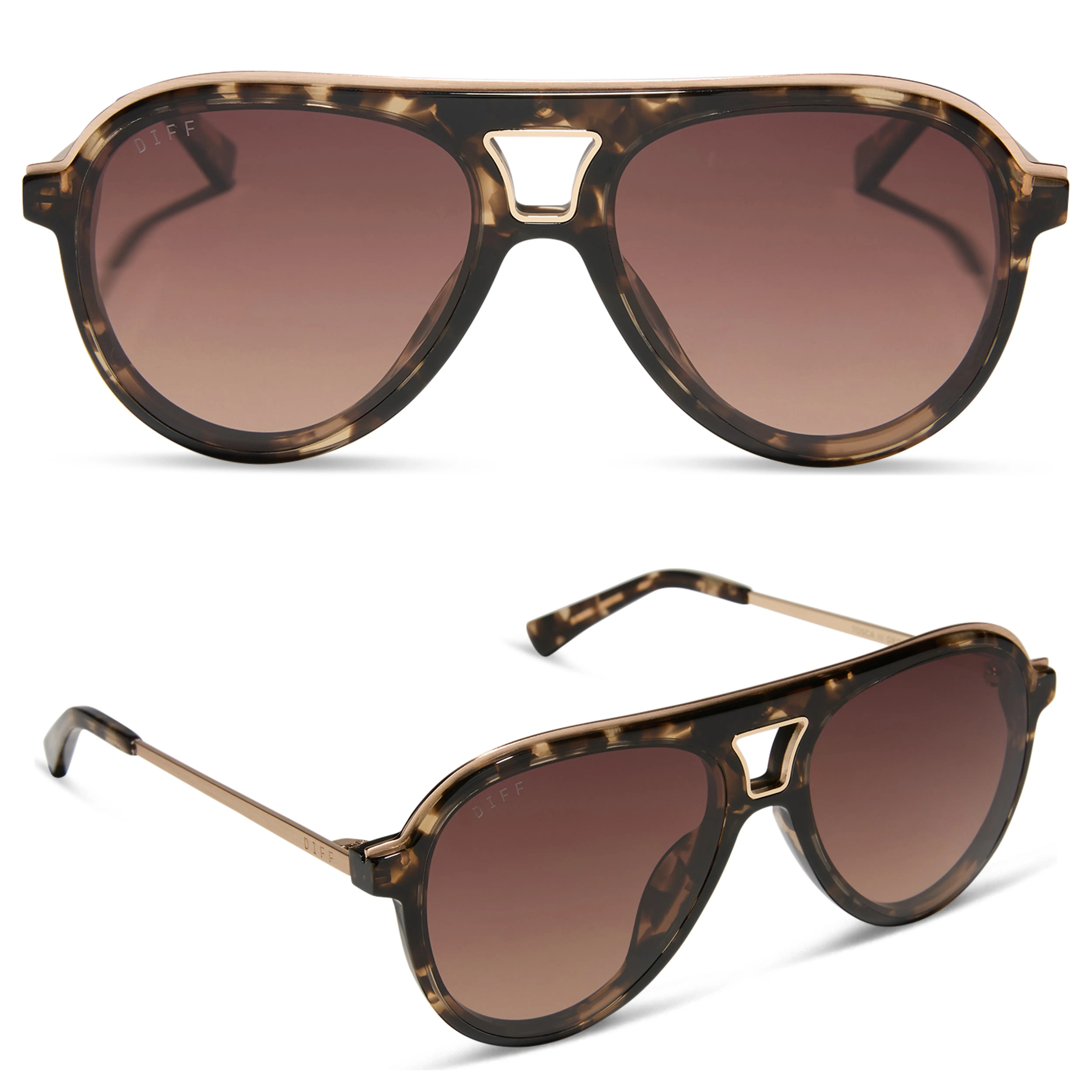 DIFF Tosca III Designer Oversized Aviator Sunglasses