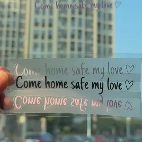 4PCS "Come Home Safe My Love" Vinyl Car Rearview Mirror Stickers, Personal-Touch Car Interior Decoration Accessories for Boyfriends, Girlfriends