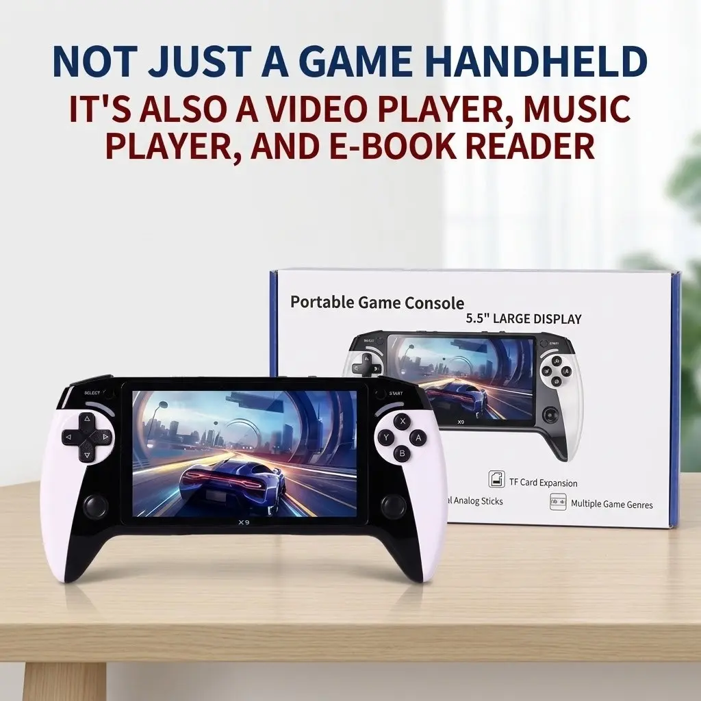 X9 Classic Handheld Game Console, Handheld Games Console, Portable Compact Enhanced-Performance Device with 5.5-Inch HD Screen, Supports 8 Retro Emulators, Ideal for Nostalgic Gamers, Handheld Gaming Console