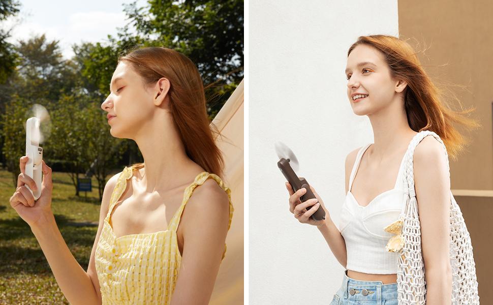 JISULIFE Portable Mini Fan, USB Rechargeable 4500mAh with Power Bank,Flashlight for Travel/Eyelash,Birthday Gifts for Women/Mom/Her/Girl portable mini