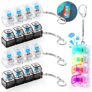 Keyboard Fidget Toys for Adult, Cat Shape Fingertip Clicker Keyboard Fidget Keychain with LED Lights, 4-in-1 Loud Stress Relief Fidget Keyboard for Anxiety Decompression, Keychain Decorations, St. Patrick's Day Gifts Easter Sunday Gifts Mother's Day Gifts