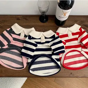 Pet Clothes Dog Cat T-Shirt Polo Shirt Short Sleeve Stripes Costume Causal Breathable D00062