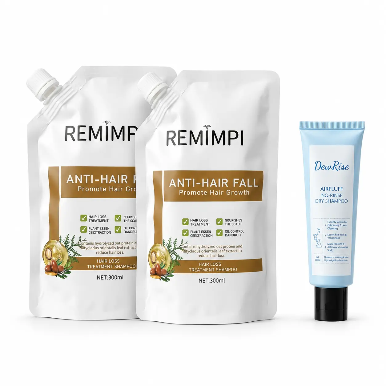 Full-Scalp Hair Care Set – REMIMPI Hair Loss Shampoo for Deep Clean + DEWRISE No-Rinse Dry Shampoo for On-the-Go Refresh (Buy 2 Get 1 Free),back to school