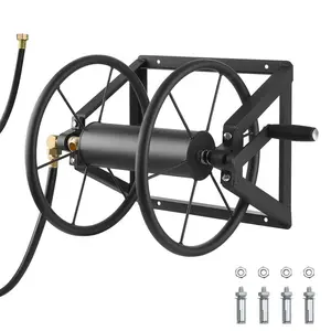 Wall Mounted Garden Hose Reel 200ft 5/8 in Manual Hose Winder Brass Fitting