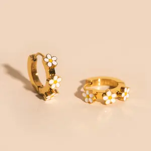 Daisy 3D Huggie Hoop Earrings