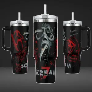 Ghostface Scream 7 Tumbler 40oz 20oz Movie Custom Cup 40 oz Tumbler With Handle, Tumbler 20oz No Handle, Gifts For Fans