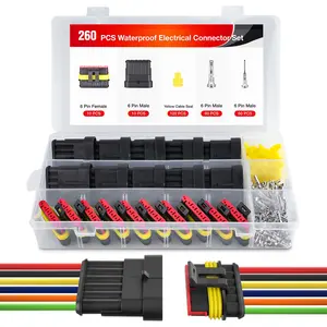 Nilight 260PCS 6 Pin Electrical Connector ‎Plug Male Female Terminal Wire Connector Waterproof Connectors 6 Way Automotive Connect Set for Car Truck Motorcycle Marine Boat 10 Sets
